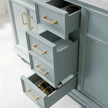 Load image into Gallery viewer, Vinnova Vanity Vinnova Charlotte 60&quot; Vanity in Finnish Green with Carrara White Composite Stone Countertop With Mirror