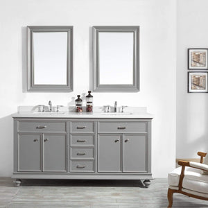 Vinnova Vanity Vinnova Charlotte 72" Double Vanity in Grey with Carrara Quartz Stone Top With Mirror