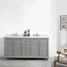 Load image into Gallery viewer, Vinnova Vanity Vinnova Charlotte 72&quot; Double Vanity in Grey with Carrara Quartz Stone Top Without Mirror
