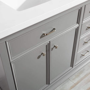 Vinnova Vanity Vinnova Charlotte 72" Double Vanity in Grey with Carrara Quartz Stone Top Without Mirror