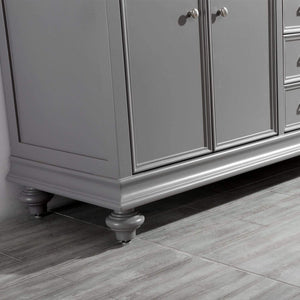 Vinnova Vanity Vinnova Charlotte 72" Double Vanity in Grey with Carrara Quartz Stone Top Without Mirror