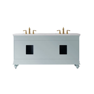 Vinnova Vanity Vinnova Charlotte 72" Vanity in Finnish Green with Carrara White Composite Stone Countertop With Mirror
