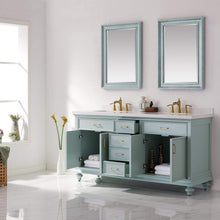 Load image into Gallery viewer, Vinnova Vanity Vinnova Charlotte 72&quot; Vanity in Finnish Green with Carrara White Composite Stone Countertop With Mirror