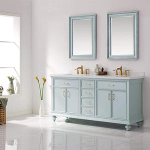 Vinnova Vanity Vinnova Charlotte 72" Vanity in Finnish Green with Carrara White Composite Stone Countertop With Mirror