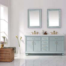 Load image into Gallery viewer, Vinnova Vanity Vinnova Charlotte 72&quot; Vanity in Finnish Green with Carrara White Composite Stone Countertop With Mirror