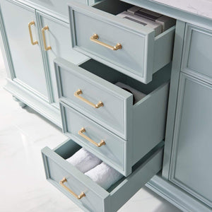 Vinnova Vanity Vinnova Charlotte 72" Vanity in Finnish Green with Carrara White Composite Stone Countertop With Mirror