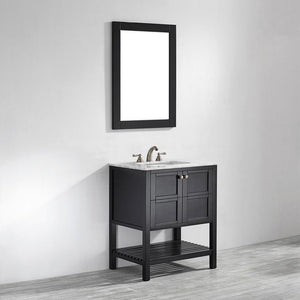 Vinnova Vanity Vinnova Florence 30" Vanity in Espresso with Carrara White Marble Countertop With Mirror
