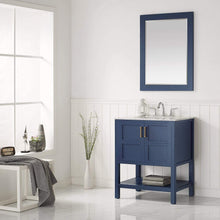 Load image into Gallery viewer, Vinnova Vanity Vinnova Florence 30&quot; Vanity in Royal Blue with Carrara White Marble Countertop With Mirror