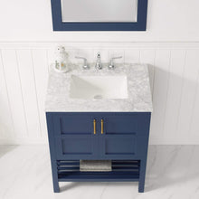 Load image into Gallery viewer, Vinnova Vanity Vinnova Florence 30&quot; Vanity in Royal Blue with Carrara White Marble Countertop With Mirror