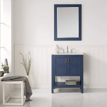 Load image into Gallery viewer, Vinnova Vanity Vinnova Florence 30&quot; Vanity in Royal Blue with Carrara White Marble Countertop With Mirror