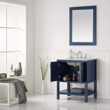 Load image into Gallery viewer, Vinnova Vanity Vinnova Florence 30&quot; Vanity in Royal Blue with Carrara White Marble Countertop With Mirror