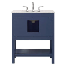 Load image into Gallery viewer, Vinnova Vanity Vinnova Florence 30&quot; Vanity in Royal Blue with Carrara White Marble Countertop With Mirror