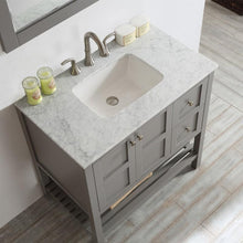 Load image into Gallery viewer, Vinnova Vanity Vinnova Florence 36&quot; Single Vanity in Grey with Carrara White Marble Countertop With Mirror