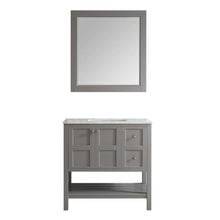 Load image into Gallery viewer, Vinnova Vanity Vinnova Florence 36&quot; Single Vanity in Grey with Carrara White Marble Countertop With Mirror