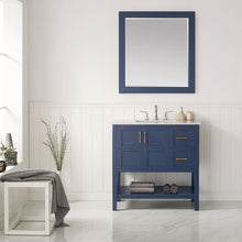 Load image into Gallery viewer, Vinnova Vanity Vinnova Florence 36&quot; Vanity in Royal Blue with Carrara White Marble Countertop With Mirror