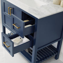 Load image into Gallery viewer, Vinnova Vanity Vinnova Florence 36&quot; Vanity in Royal Blue with Carrara White Marble Countertop Without Mirror