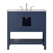 Load image into Gallery viewer, Vinnova Vanity Vinnova Florence 36&quot; Vanity in Royal Blue with Carrara White Marble Countertop Without Mirror