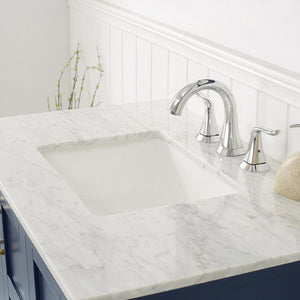 Vinnova Vanity Vinnova Florence 36" Vanity in Royal Blue with Carrara White Marble Countertop Without Mirror