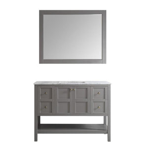 Vinnova Vanity Vinnova Florence 48" Single Vanity in Grey with Carrara White Marble Countertop With Mirror