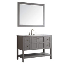 Load image into Gallery viewer, Vinnova Vanity Vinnova Florence 48&quot; Single Vanity in Grey with Carrara White Marble Countertop With Mirror