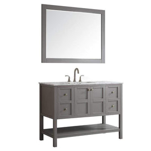 Vinnova Vanity Vinnova Florence 48" Single Vanity in Grey with Carrara White Marble Countertop With Mirror