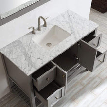 Load image into Gallery viewer, Vinnova Vanity Vinnova Florence 48&quot; Single Vanity in Grey with Carrara White Marble Countertop With Mirror