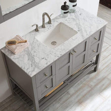 Load image into Gallery viewer, Vinnova Vanity Vinnova Florence 48&quot; Single Vanity in Grey with Carrara White Marble Countertop With Mirror