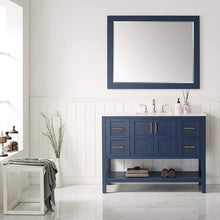 Load image into Gallery viewer, Vinnova Vanity Vinnova Florence 48&quot; Single Vanity in Royal Blue with Carrara White Marble Countertop With Mirror