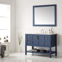 Load image into Gallery viewer, Vinnova Vanity Vinnova Florence 48&quot; Single Vanity in Royal Blue with Carrara White Marble Countertop With Mirror