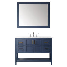 Load image into Gallery viewer, Vinnova Vanity Vinnova Florence 48&quot; Single Vanity in Royal Blue with Carrara White Marble Countertop With Mirror