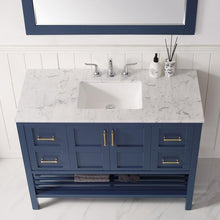 Load image into Gallery viewer, Vinnova Vanity Vinnova Florence 48&quot; Single Vanity in Royal Blue with Carrara White Marble Countertop With Mirror