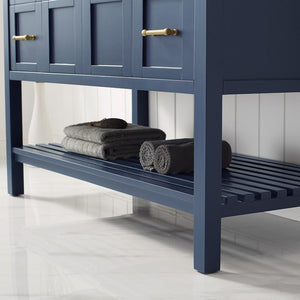 Vinnova Vanity Vinnova Florence 48" Single Vanity in Royal Blue with Carrara White Marble Countertop Without Mirror