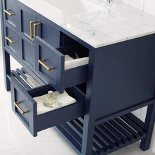 Load image into Gallery viewer, Vinnova Vanity Vinnova Florence 48&quot; Single Vanity in Royal Blue with Carrara White Marble Countertop Without Mirror