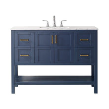 Load image into Gallery viewer, Vinnova Vanity Vinnova Florence 48&quot; Single Vanity in Royal Blue with Carrara White Marble Countertop Without Mirror