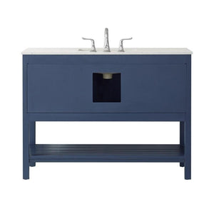 Vinnova Vanity Vinnova Florence 48" Single Vanity in Royal Blue with Carrara White Marble Countertop Without Mirror