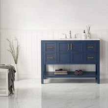 Load image into Gallery viewer, Vinnova Vanity Vinnova Florence 48&quot; Single Vanity in Royal Blue with Carrara White Marble Countertop Without Mirror