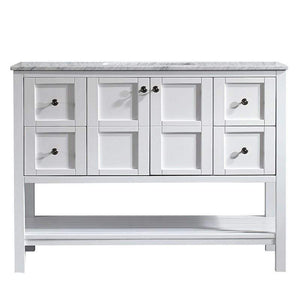 Vinnova Vanity Vinnova Florence 48" Single Vanity in White with Carrara White Marble Countertop Without Mirror