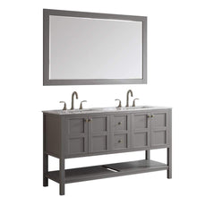 Load image into Gallery viewer, Vinnova Vanity Vinnova Florence 60&quot; Double Vanity in Grey with Carrara White Marble Countertop With Mirror