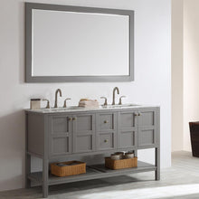 Load image into Gallery viewer, Vinnova Vanity Vinnova Florence 60&quot; Double Vanity in Grey with Carrara White Marble Countertop With Mirror