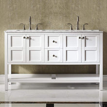 Load image into Gallery viewer, Vinnova Vanity Vinnova Florence 60&quot; Vanity in White with Carrara White Marble Countertop Without Mirror