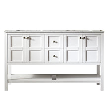 Load image into Gallery viewer, Vinnova Vanity Vinnova Florence 60&quot; Vanity in White with Carrara White Marble Countertop Without Mirror