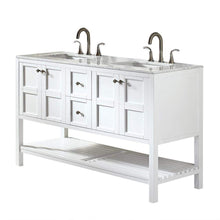Load image into Gallery viewer, Vinnova Vanity Vinnova Florence 60&quot; Vanity in White with Carrara White Marble Countertop Without Mirror