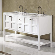 Load image into Gallery viewer, Vinnova Vanity Vinnova Florence 60&quot; Vanity in White with Carrara White Marble Countertop Without Mirror