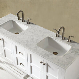 Vinnova Vanity Vinnova Florence 60" Vanity in White with Carrara White Marble Countertop Without Mirror