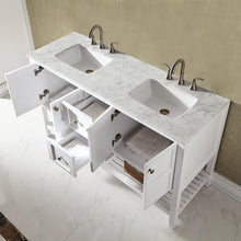 Load image into Gallery viewer, Vinnova Vanity Vinnova Florence 60&quot; Vanity in White with Carrara White Marble Countertop Without Mirror