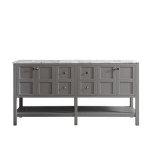Load image into Gallery viewer, Vinnova Vanity Vinnova Florence 72&quot; Double Vanity in Grey with Carrara White Marble Countertop Without Mirror