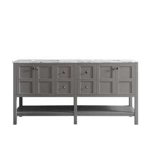 Vinnova Vanity Vinnova Florence 72" Double Vanity in Grey with Carrara White Marble Countertop Without Mirror