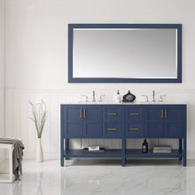 Load image into Gallery viewer, Vinnova Vanity Vinnova Florence 72&quot; Vanity in Royal Blue with Carrara White Marble Countertop With Mirror