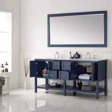 Load image into Gallery viewer, Vinnova Vanity Vinnova Florence 72&quot; Vanity in Royal Blue with Carrara White Marble Countertop With Mirror