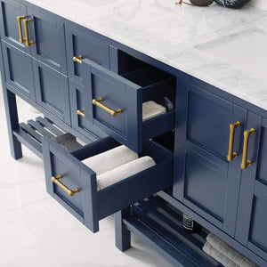 Vinnova Vanity Vinnova Florence 72" Vanity in Royal Blue with Carrara White Marble Countertop With Mirror